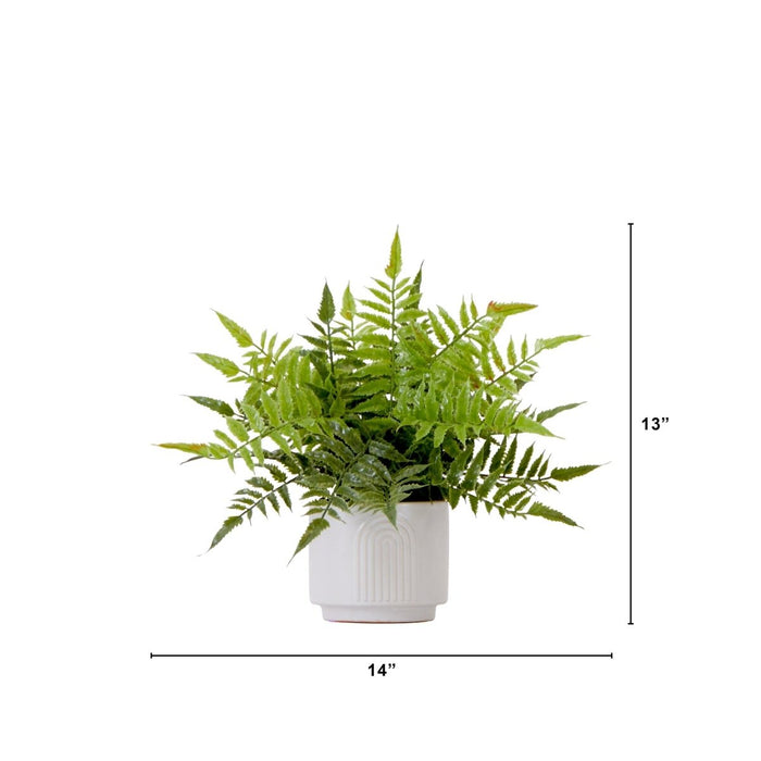 13" Artificial Boston Fern Plant with Decorative Planter - Ed's Plant Shop
