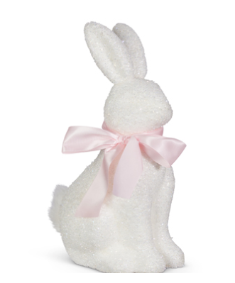 13.5" White Glitter Bunny