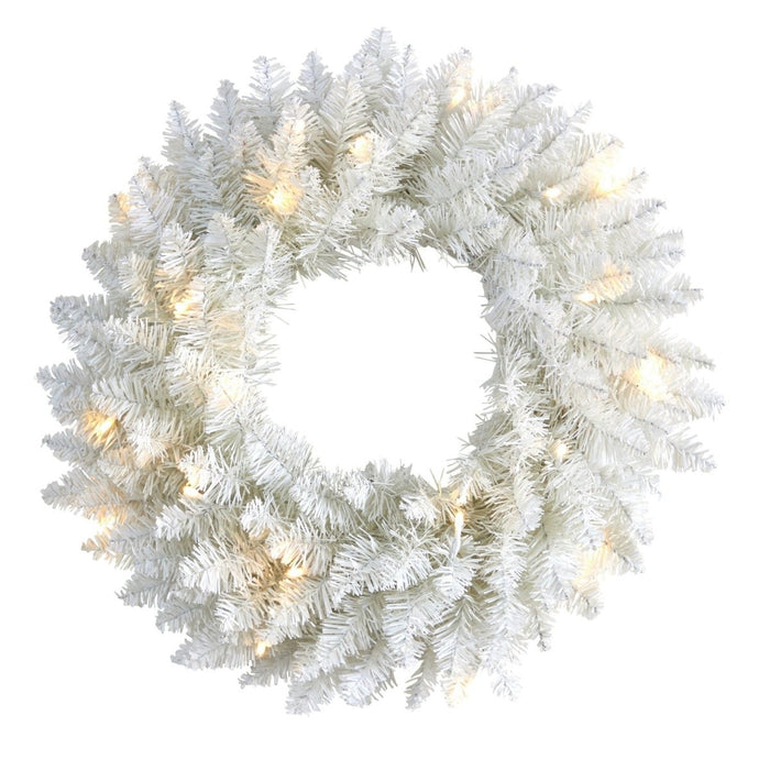 18 - in Colorado Spruce Artificial Christmas Wreath with 129 Bendable Branches and 20 Warm LED Lights - Ed's Plant Shop