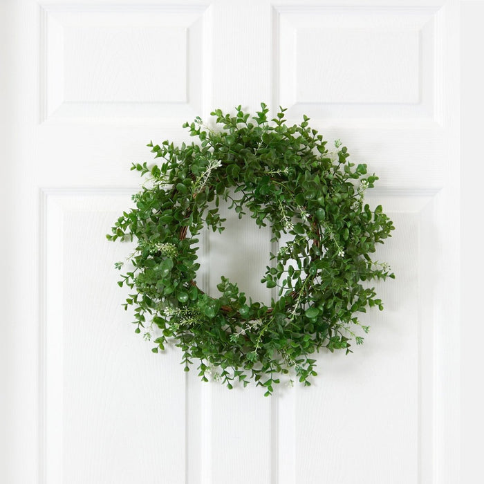18” Eucalyptus Double Ring Wreath w/Twig Base - Ed's Plant Shop