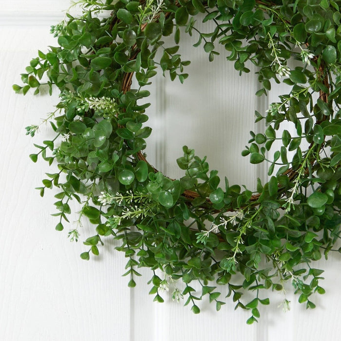 18” Eucalyptus Double Ring Wreath w/Twig Base - Ed's Plant Shop
