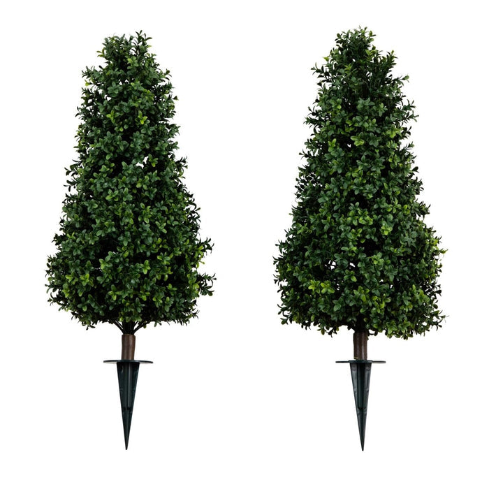 3’ UV - Resistant Artificial Boxwood Topiary with Ground Stake – Set of 2 - Ed's Plant Shop