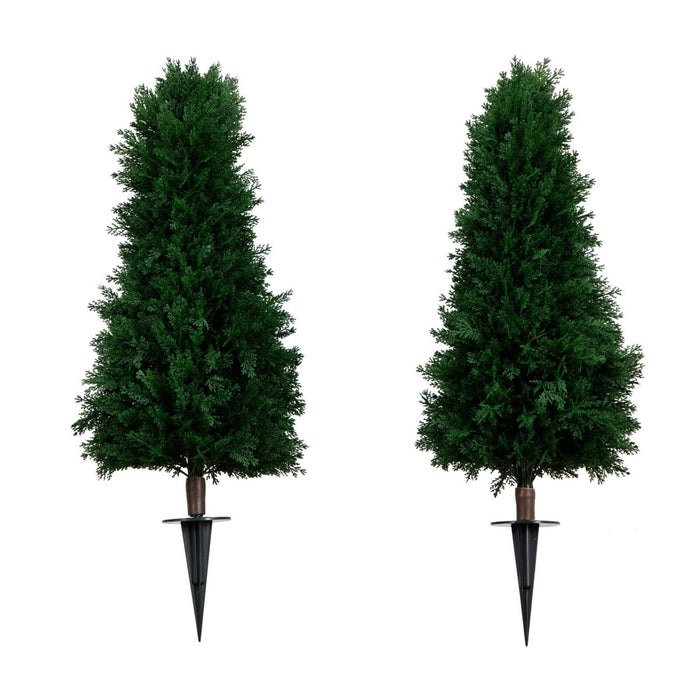 3' UV Resistant Artificial Cedar Plant with Integrated Ground Stake – Set of 2 - Ed's Plant Shop