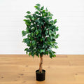 4' Ficus Auriculata Artificial Silk Tree – Lifelike Faux Tree with 504 Leaves - Ed's Plant Shop