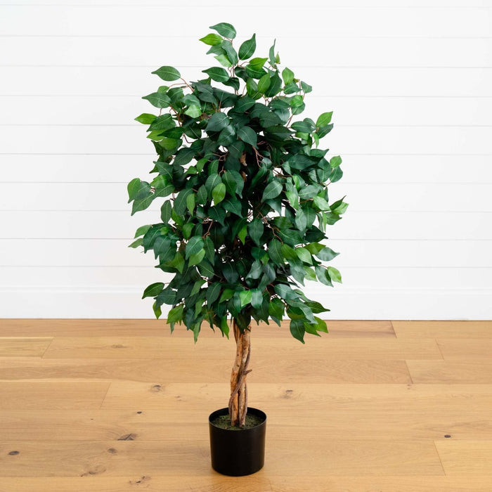 4' Ficus Auriculata Artificial Silk Tree – Lifelike Faux Tree with 504 Leaves - Ed's Plant Shop