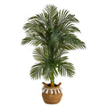 5' Artificial Golden Cane Palm Tree with Woven Cotton Basket - Ed's Plant Shop