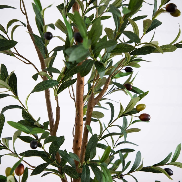 7' Artificial Olive Tree with Natural Trunk & Handmade Jute Basket - Ed's Plant Shop