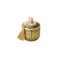9.5 oz. Embossed Glass Frosted Woods Scented Jar Candle with Lid & Gold Color Tassel