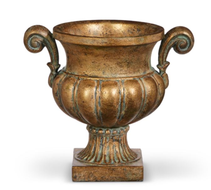 9.75" Distressed Handled Urn