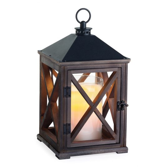 Abby Weathered Espresso Wooden Lantern
