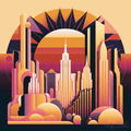Abstract Art Deco World Trade Center New York Paint By Numbers Kit