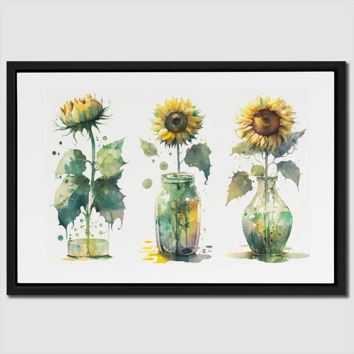 Abstract Sunflowers - Abstract Wall Art in Black Frame