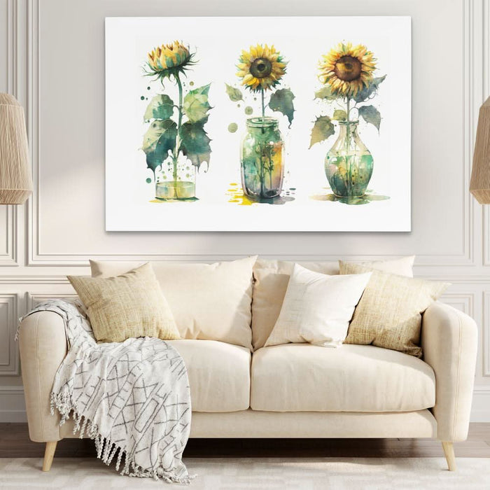 Abstract Sunflowers - Colorful Female Canvas Print