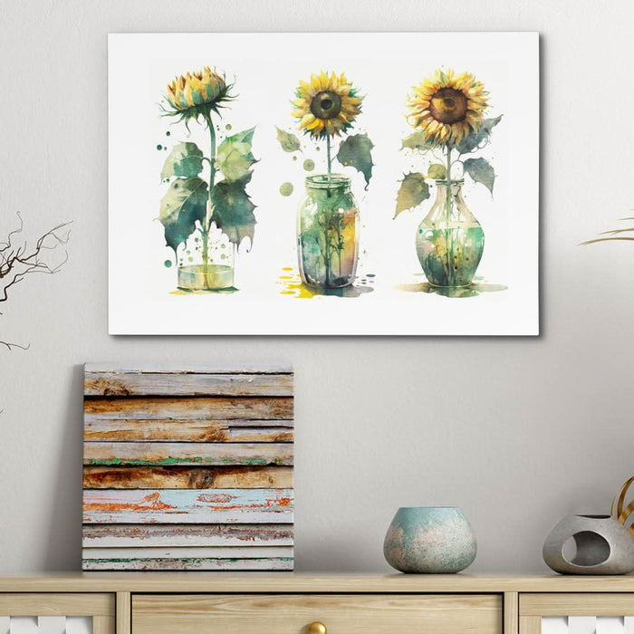 Abstract Sunflowers - Botanical Art for Dining Room