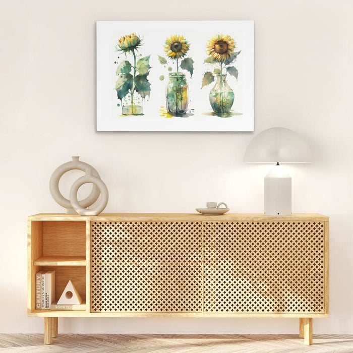 Abstract Sunflowers - Minimalist Earth Tones Canvas Wall Art