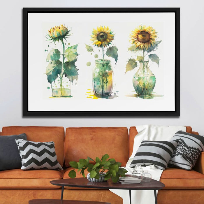 Abstract Sunflowers - Female Wall Art in Black Frame