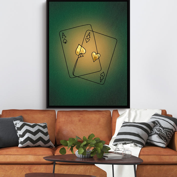 Aces Golden Suits — aces golden suits sq orange couch 1port framed black