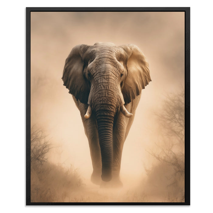 African Elephant Morning Mist canvas wall art, room view
