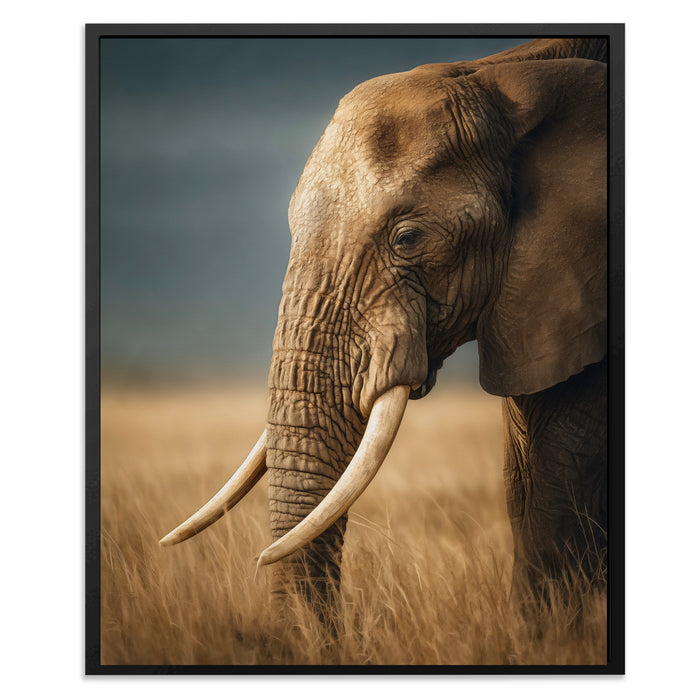 African Elephant Portrait canvas wall art, room view