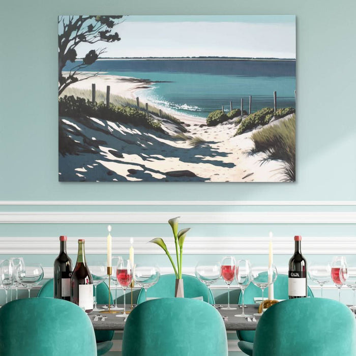 Afternoon Beach - Minimalist Wall Art in Black Frame