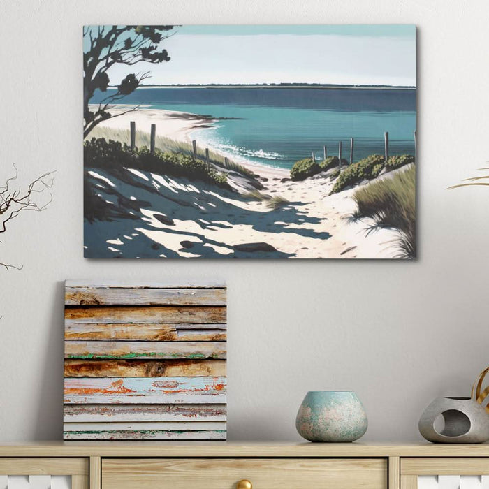 Afternoon Beach - Modern Teal Canvas Wall Art