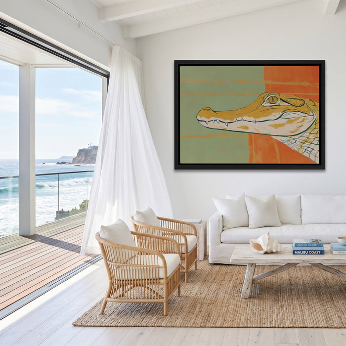 Albino Crocodile Patriot canvas wall art, room view