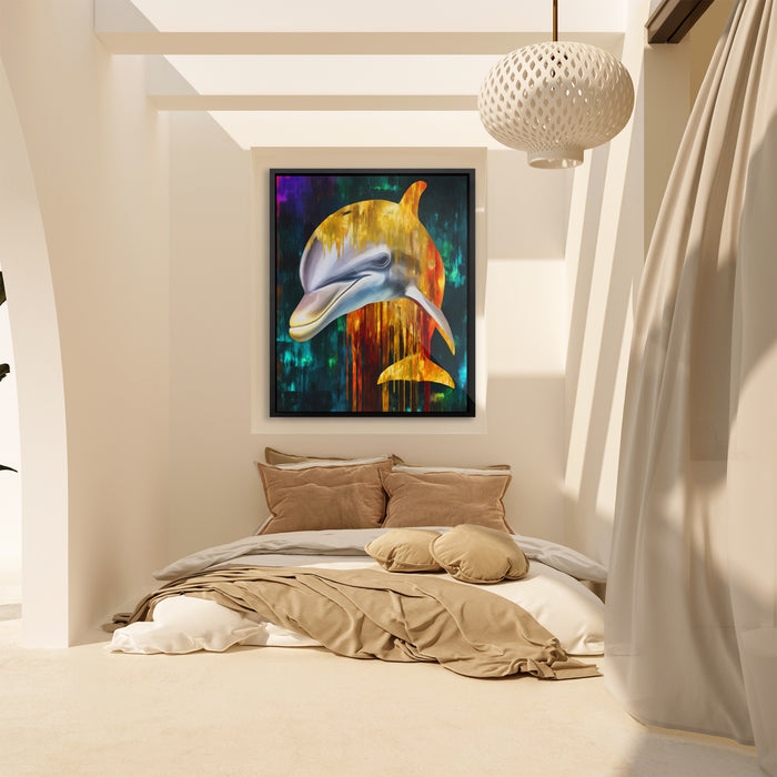 Albino Dolphin Melt canvas wall art, room view