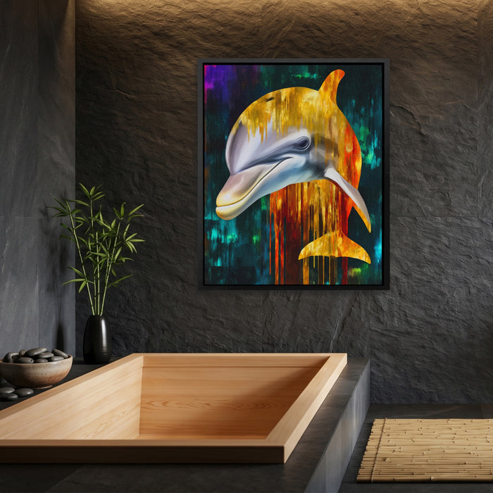Albino Dolphin Melt canvas wall art, room view