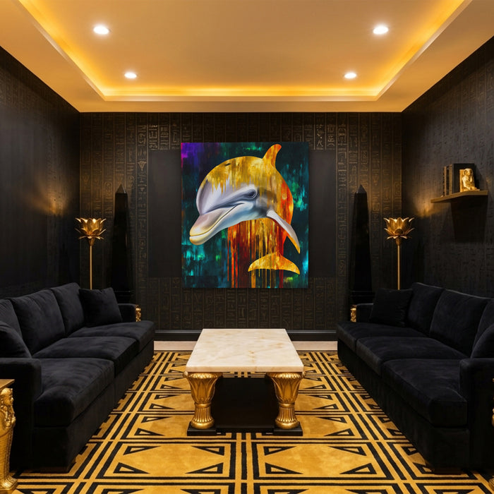 Albino Dolphin Melt canvas wall art, room view