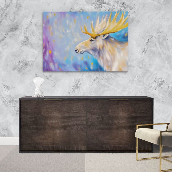 Albino Moose - Blue Wall Art for Dining Room