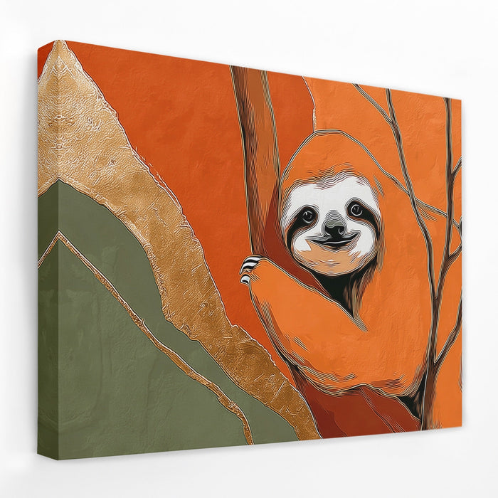 Albino Sloth Amber Wash canvas wall art