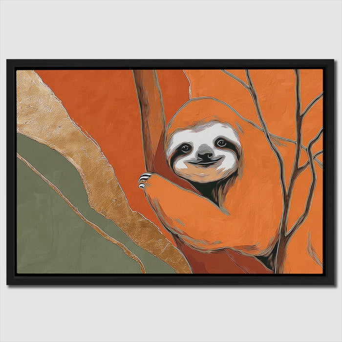 Albino Sloth Amber Wash canvas wall art, room view