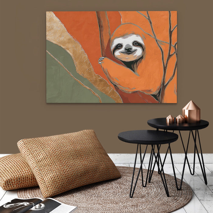 Albino Sloth Amber Wash canvas wall art, room view