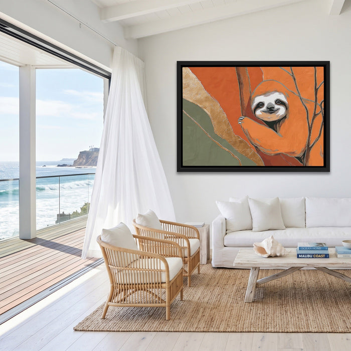 Albino Sloth Amber Wash canvas wall art, room view