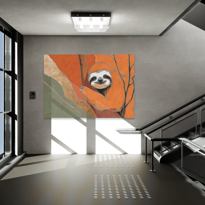 Albino Sloth Amber Wash canvas wall art, room view