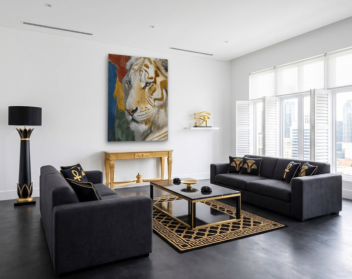 Albino Tiger Form canvas wall art, room view