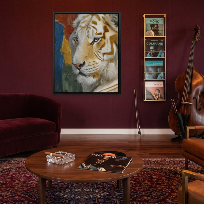 Albino Tiger Form canvas wall art, room view