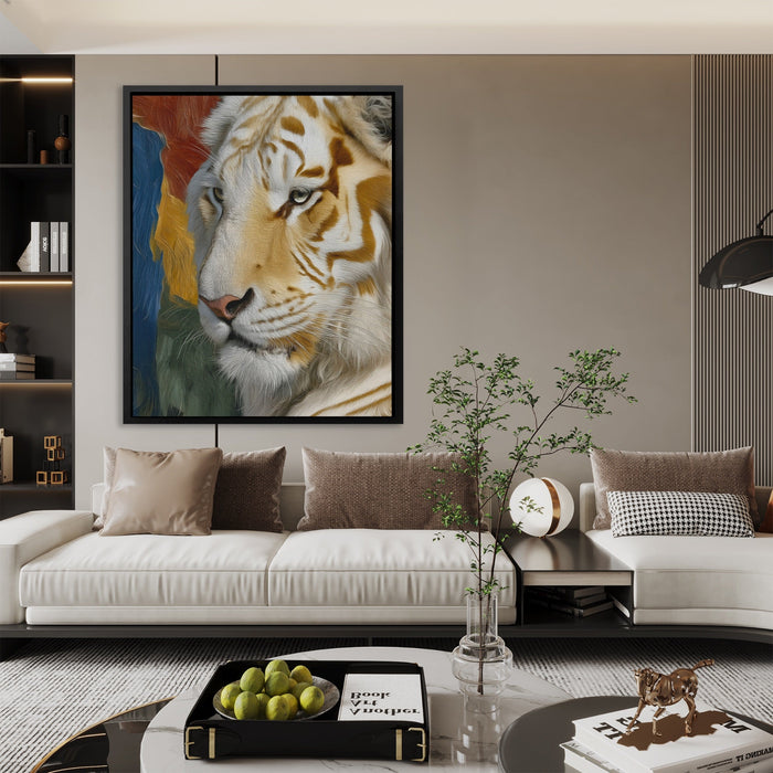 Albino Tiger Form canvas wall art, room view