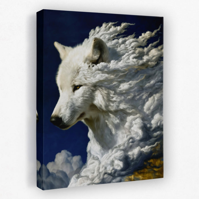 Albino Wolf Cloud canvas wall art
