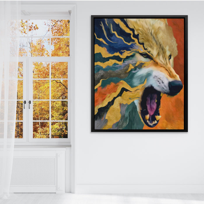 Albino Wolf Scattering canvas wall art, room view