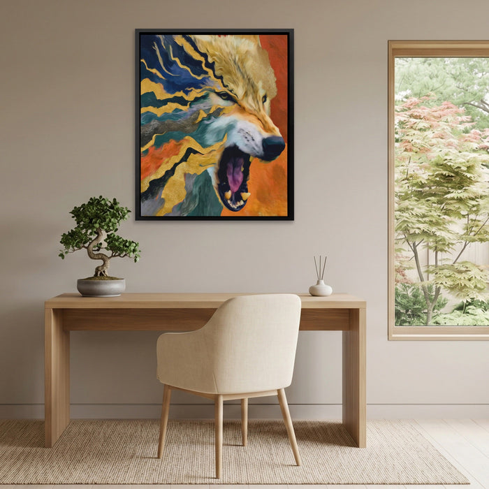 Albino Wolf Scattering canvas wall art, room view
