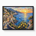 Amalfi Coast Sunset — amalfi coast sunset white studio framed black