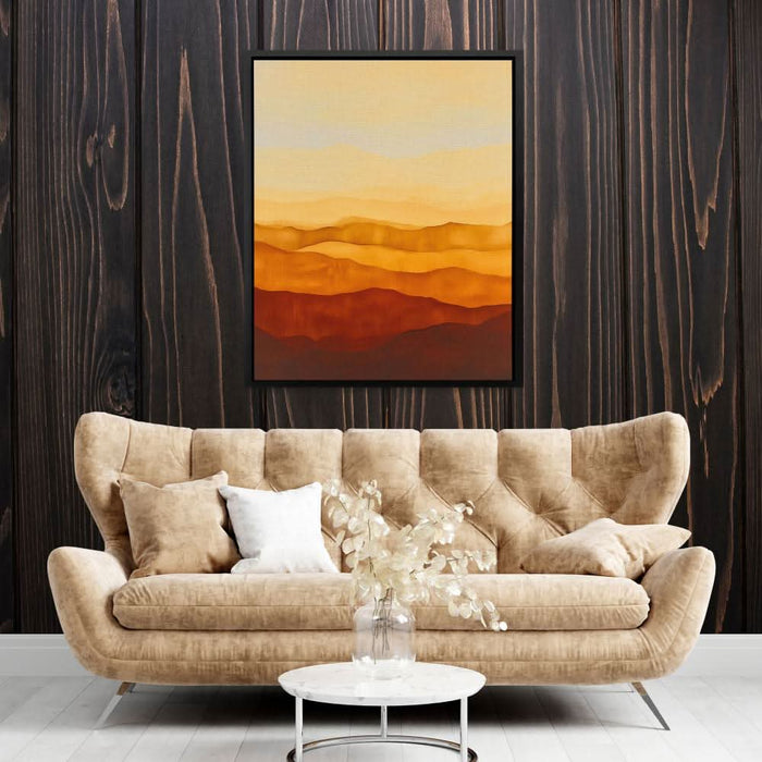 Amber Dunes - Mountain Wall Art in Black Frame