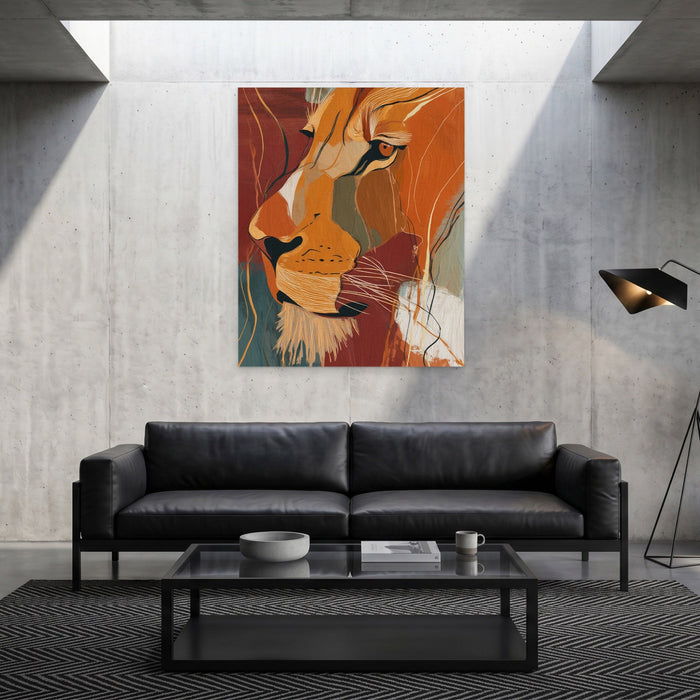 Amber Lion Ascending canvas wall art, room view