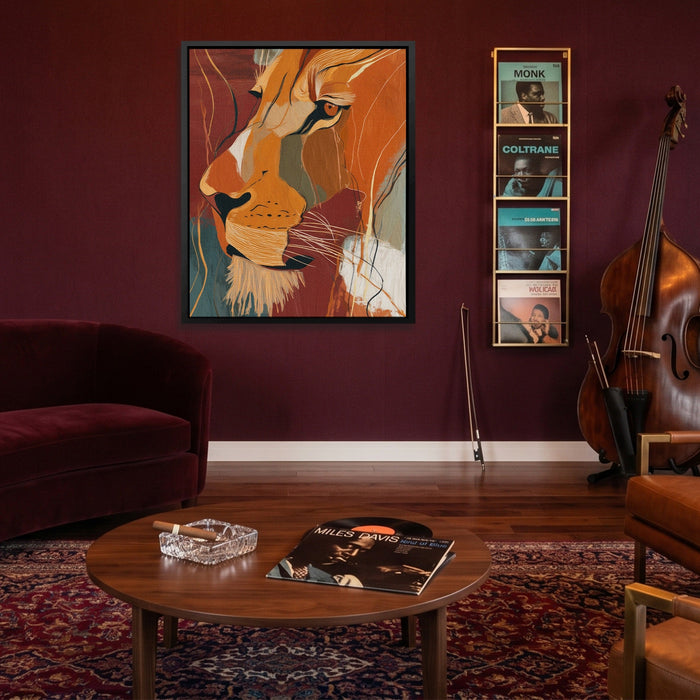 Amber Lion Ascending canvas wall art, room view