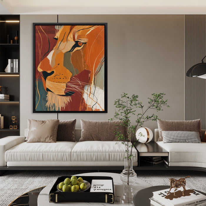 Amber Lion Ascending canvas wall art, room view