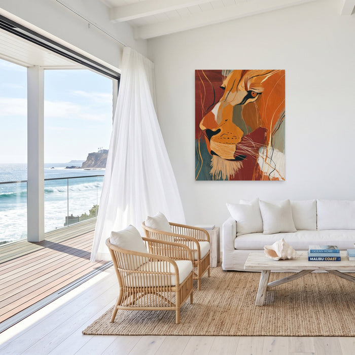 Amber Lion Ascending canvas wall art, room view