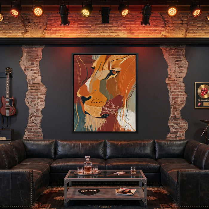 Amber Lion Ascending canvas wall art, room view