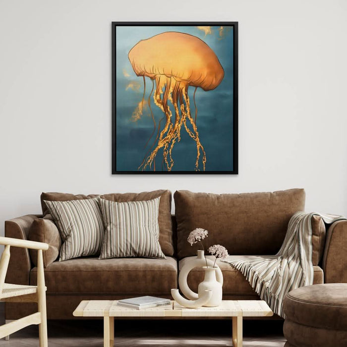 Amber Sky Jellyfish - Beach Art for Bathroom