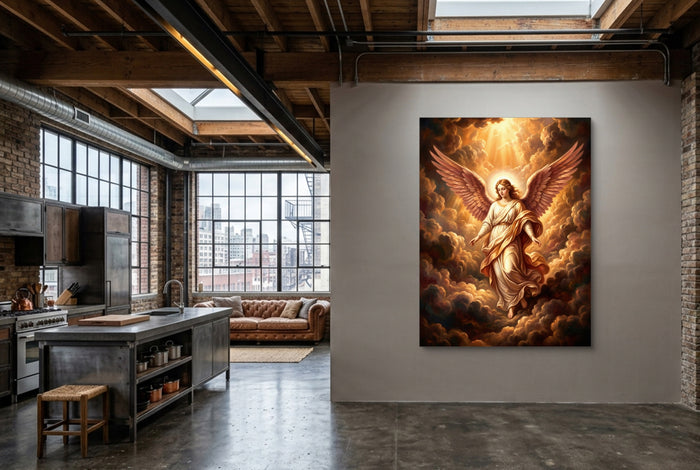 Angel Descending — angel descending kitchen interior with island 1port flush print